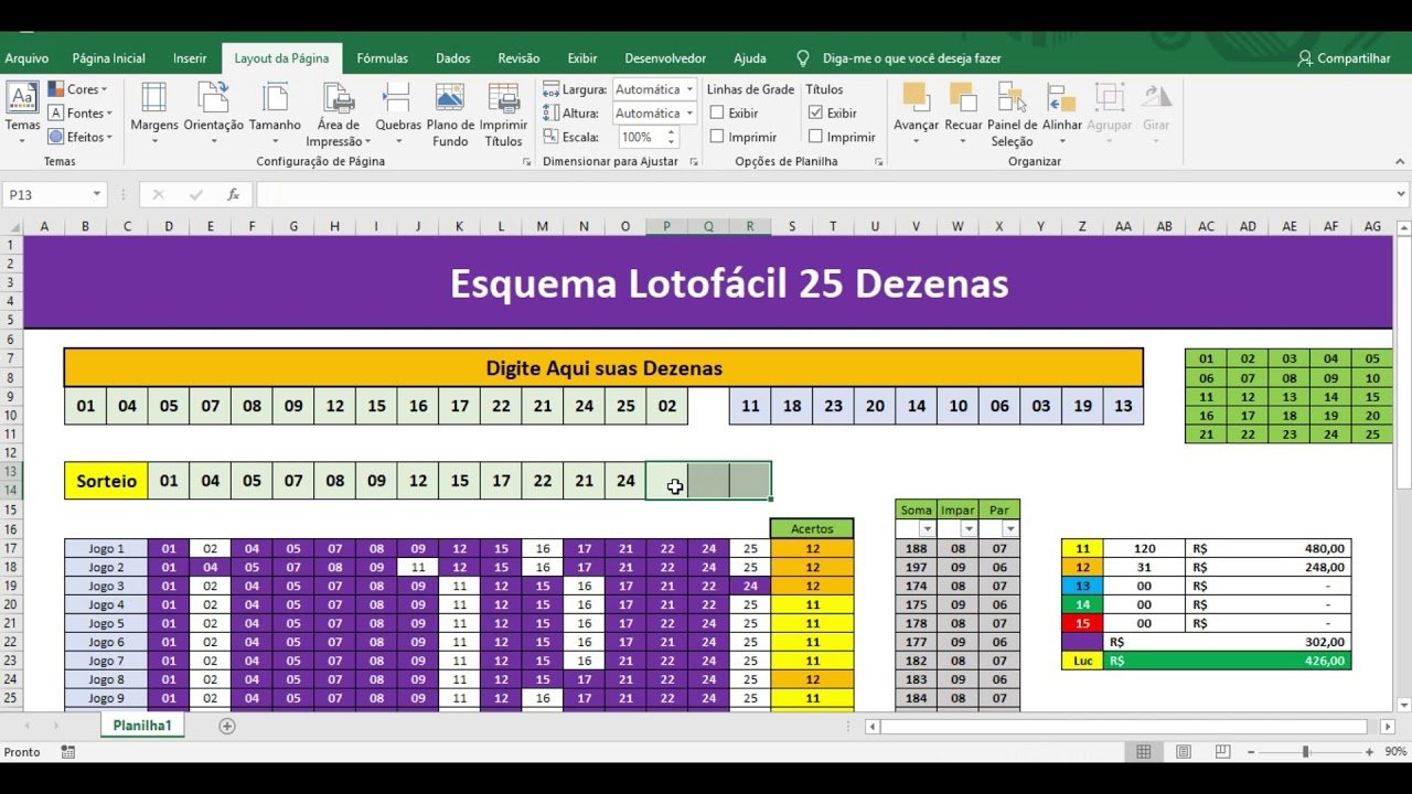 Planilha LotoFácil no Excel, Download Grátis