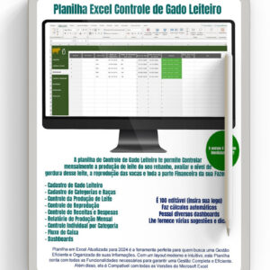 Controle de Gado Leiteiro Excel Planilha